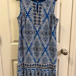 Blue Paisley Sleeveless Dress